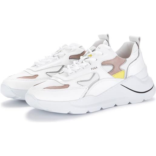 D.A.T.E. | sneakers fuga 2.0 nylon bianco giallo