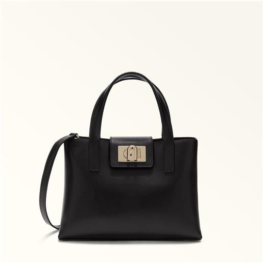 Furla 1927 borsa shopping nero nero pelle stampata donna