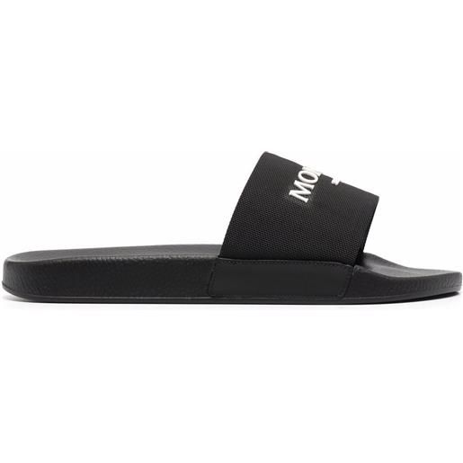 Moncler sandali slides con stampa - nero