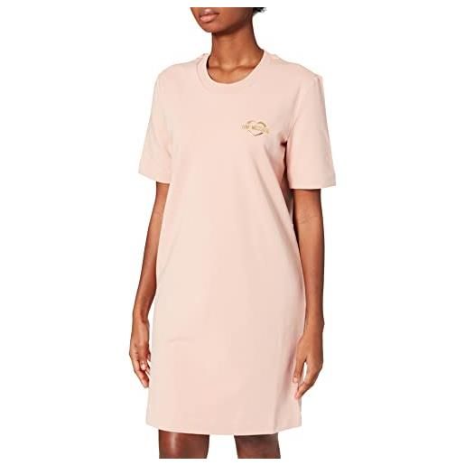 Love Moschino regular fit t-shirt dress in brushed stretch cotton fleece vestito, rosa cipria, 44 donna