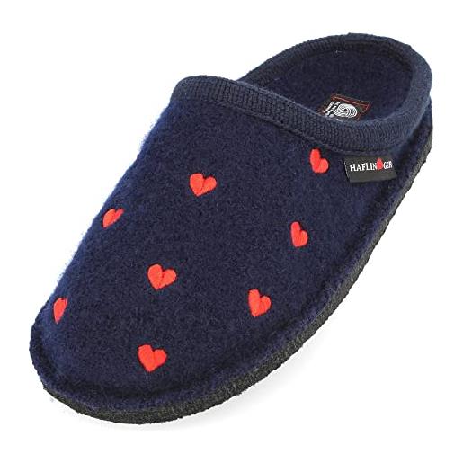 HAFLINGER flair valentine - pantofole a forma di cuore, celeste, 36 eu