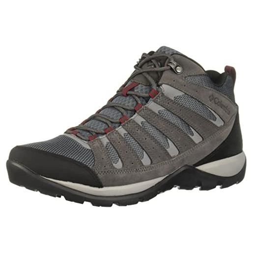 Columbia redmond v2 mid, scarponcini da hiking impermeabili uomo, grigio/rosso (graphite, red jasper), 41 eu