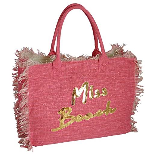 Miss Beach - borsa da spiaggia con chiusura zip - borsa mare per le vacanze - 29 o 17 litri di volume - borsa da picnic - borsa a tracolla in tela
