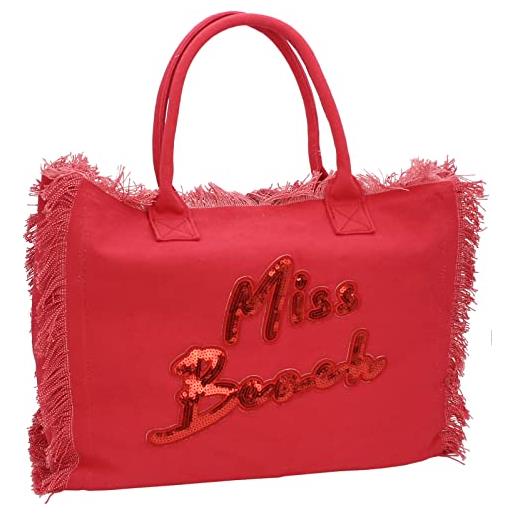 Miss Beach - borsa da mare da donna, chiusura zip, borsa da picnic, borsa a tracolla in tela, xl, 29 litri, colore: oro rosa