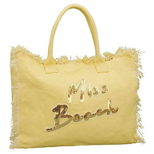 Miss Beach - borsa da mare da donna, chiusura zip, borsa da picnic, borsa a tracolla in tela, xl, 29 litri, colore: oro rosa