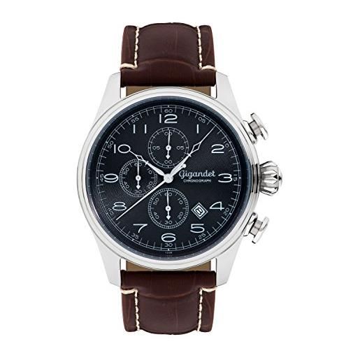 Gigandet timeless orologio uomo cronografo analogico quarzo marrone argento g41-001