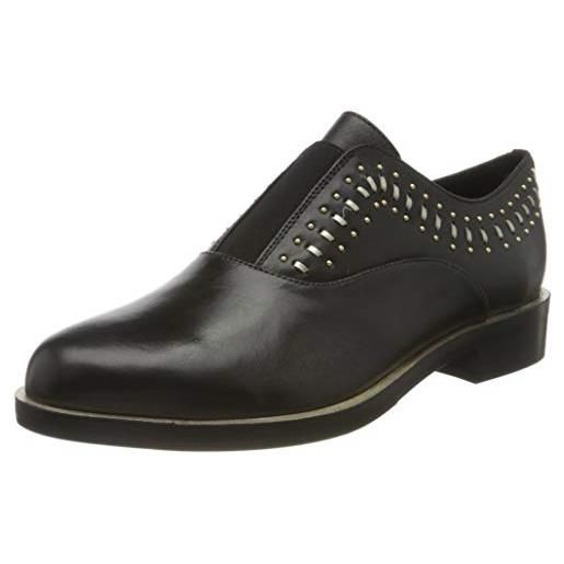 Geox d brogue s c, scarpe stringate derby donna, nero (black/lt gold c9258), 35 eu