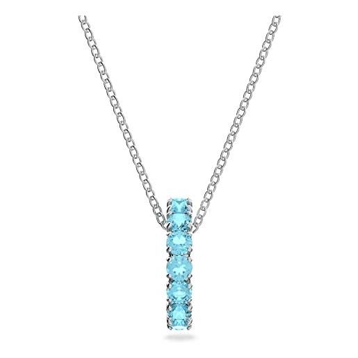 Swarovski exalta collana elegante, con anello di cristalli Swarovski blu mare, placcata in tonalità rodio, blu