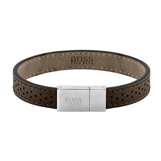 BOSS jewelry braccialetto da uomo collezione leather essentials disponibile in brown s