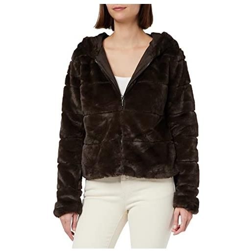 Only onlchris fur hooded jacket otw noos giacca, nero (black black), x-small donna