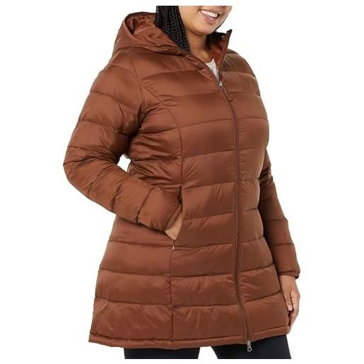 Amazon Essentials piumino lungo con cappuccio ripiegabile, leggero e impermeabile (disponibile in taglie forti) donna, marrone cenere, xl
