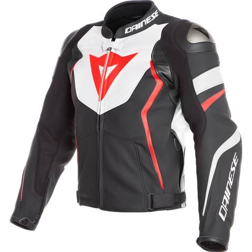 Dainese avro 4 leather jacket black-matt/white/fluo-red giacca pelle