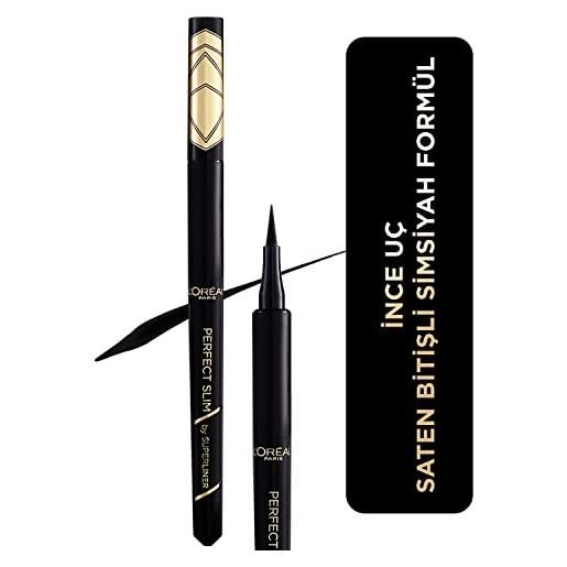 L'Oréal Paris eyeliner in penna superliner perfect slim, tratto preciso, tenuta fino a 24h, colore: intense black (01) balsamo