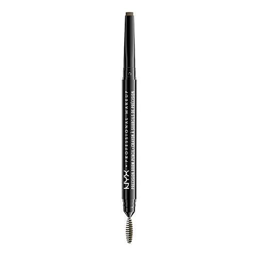Nyx professional makeup matita per sopracciglia, precision brow pencil, due lati: matita a punta piatta e scovolino, tonalità: taupe