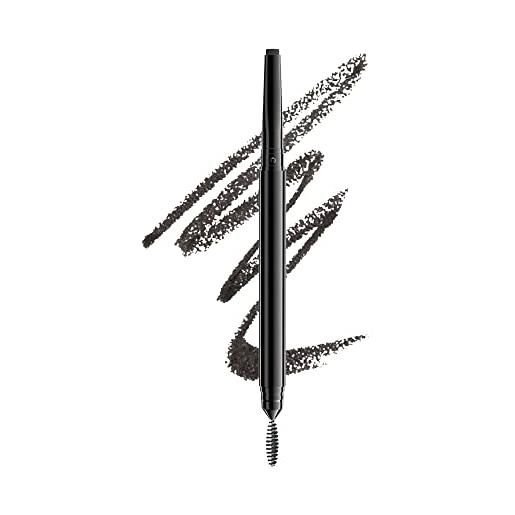 Nyx professional makeup matita per sopracciglia, precision brow pencil, due lati: matita a punta piatta e scovolino, tonalità: black