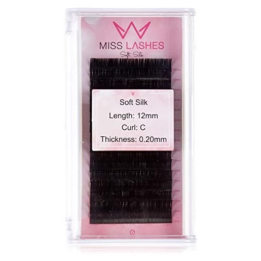 Miss Lashes soft silk - ciglia technique 1: 1, 0,20 c, 12 mm, 32 g