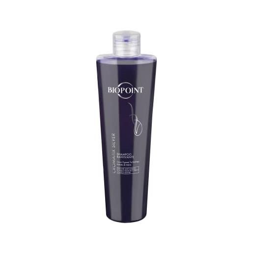 BIOPOINT cromatix silver shampoo ravvivante antigiallo - deterge dolcemente, ravviva i riflessi ed esalta la luminosità dei capelli bianchi, grigi e brizzolati, viola, floreale, 200 millilitro