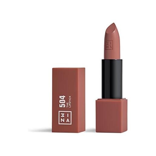 3ina makeup - the lipstick 504 - rosa marrone medio - rossetto matte - alta pigmentazione - rossetti cremosi - profumo di vaniglia e custodia magnetica - lucido e mat - vegan - cruelty free