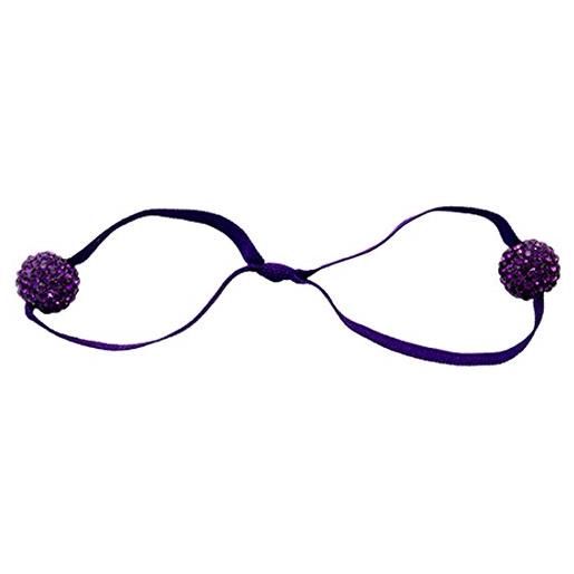 Emi jay - elastico doppio sugar plum con perle coperte di strass, colore: viola ametista
