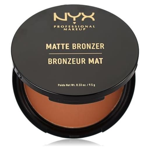 Nyx professional makeup matte body bronzer, bronzer viso e corpo effetto matte, in polvere compatta, tonalità deep tan
