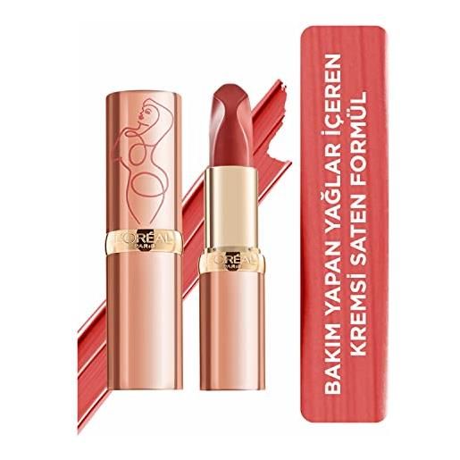 L'Oréal Paris rossetto nude color riche les nus, per labbra morbide e nutrite, colore intenso, 176 irreverent