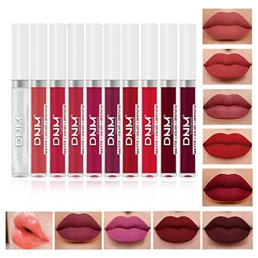 Getervb 10 colori set lucidalabbra rossetto matte lunga durata opaco tinta labbra liquida kit cosmetici regalo trucchi per donna ragazze