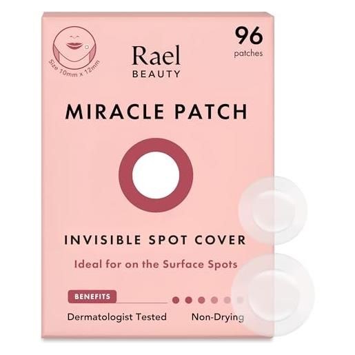 Rael miracle invisibili patch brufoli - idrocolloide pimple patches, cerotti brufoli viso, anti acne, 2 taglie, vegano, cruelty free (96 pezzi)