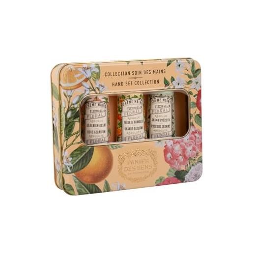Panier des Sens - cofanetto regalo donna - trio di crema mani idratante fiori d'arancio, gelsomino, geranio - idea regalo donna made in france - set regalo per lei 96% di ingredienti naturali - 3x30ml
