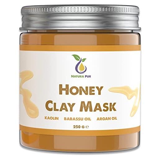 Natura Pur maschera viso al miele 250g - maschera viso purificante anti brufoli, comedoni, punti neri e acne - trattamento anti-età per la pelle secca e impura o grassa