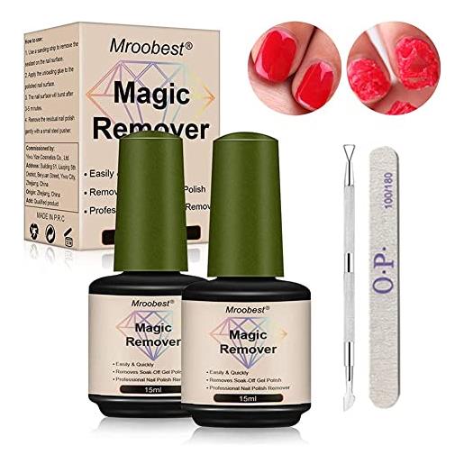 Mroobest ‎Mroobest magic soak off gel facilmente e rapidamente nail polish remover, 2 x 15 ml