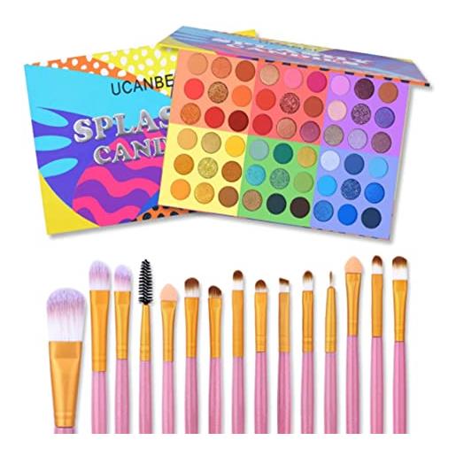 Beauty Glazed kit per il trucco degli ombretti, 54 colori eyeshadow palette e 15pcs set pennelli , 6 in 1 per gli occhi, lucidi e opachi glitterati
