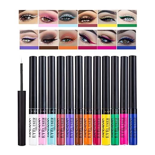 Beauty Glazed set di eyeliner liquido opaco, 12 colori, matita per occhi colorata altamente pigmentata antimacchia