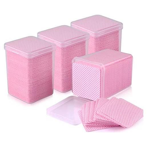 EBANKU 800 pezzi tampone salviette in cotone rosa nail wipe tamponi di pulire nail per nail gel polish remover nail art wipe per rimuovere smalto e gel