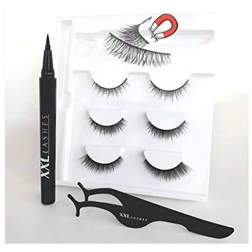 XXL Lashes kit penna per eyeliner adesivo magico, combina entrambi: eyeliner e colla per ciglia in un unico prodotto - eyeliner appiccicoso, penna adesiva per eyeliner (glamour)