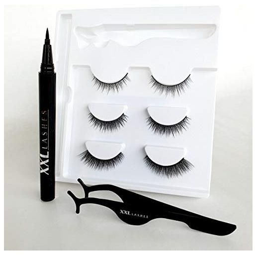 XXL Lashes kit penna per eyeliner adesivo magico, combina entrambi: eyeliner e colla per ciglia in un unico prodotto - eyeliner appiccicoso, penna adesiva per eyeliner (quotidiano)