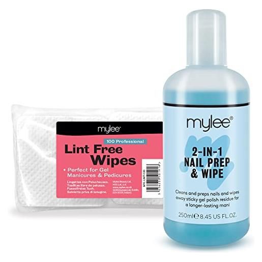 MYLEE kit unghie mylee prep & polish con 100 salviette senza residui per smalto gel uv led nuova manicure