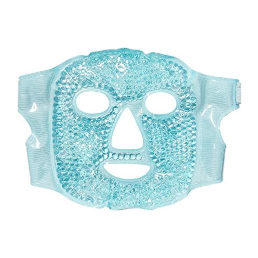 KUIRUNRX maschera gel per occhi, maschera di ghiaccio, gel face mask, maschera viso riutilizzabile con compresse di gel caldo freddo per occhiaie, occhi secchi, mal di testa, affaticamento facciale (blu)