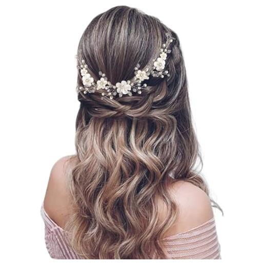 Unicra - fascia per capelli da sposa con fiore di vite, accessorio per capelli da sposa per donne e ragazze (oro rosa)