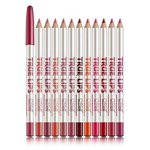KlsyChry 12 colore matita labbra trucco impermeabile matita rossetto duraturi lip liner con coperchi