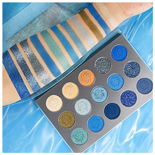 Afflano palette ombretto nude blu professionali glitter, pigmentati opachi brillantinati, waterproof lunga durata trucchi