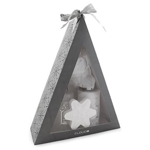 Brubaker set da bagno cosmetico 'piramide' igiene personale - set da 4 pezzi confezione regalo in argento