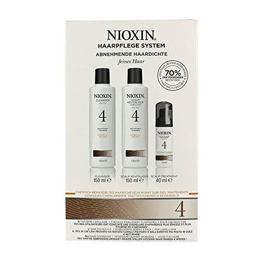 Nioxin - system 4, sistema trifasico per la cura dei capelli, cleanser + scalp revitaliser + scalp treatment, 3 pz. 