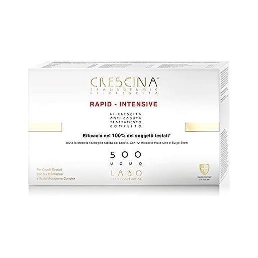 CRESCINA labo crescina transdermic rapid-intensive doppio trattamento anticaduta e ricrescita 500 uomo 20+20 fiale lozione