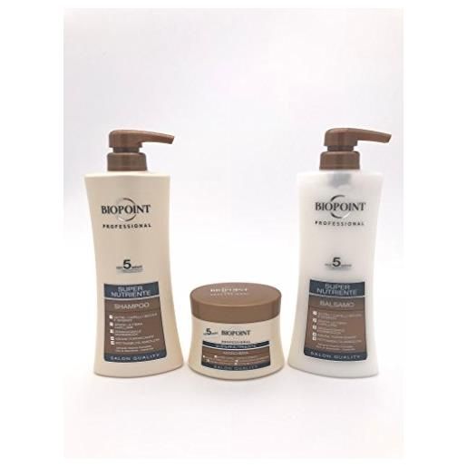 BIOPOINT kit capelli super nutriente shampoo 400ml + balsamo 400ml + maschera 250ml | linea professional salon quality ideale capelli secchi e sfibrati