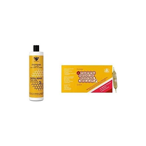 Bellezza Femminile kit anticaduta e antiforfora trattamento alla pappa reale shampoo royal jelly 1000ml + lozione (12 fiale da 10ml) - royal jelly