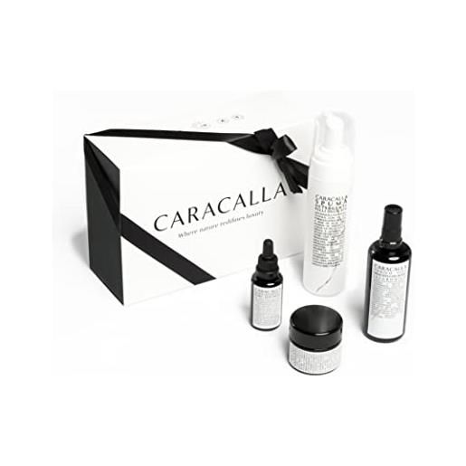 Caracalla luxury edition - set anti macchie - spuma detergente -tonico viso - acido ialuronico - crema schermo depigmentante - made in italy