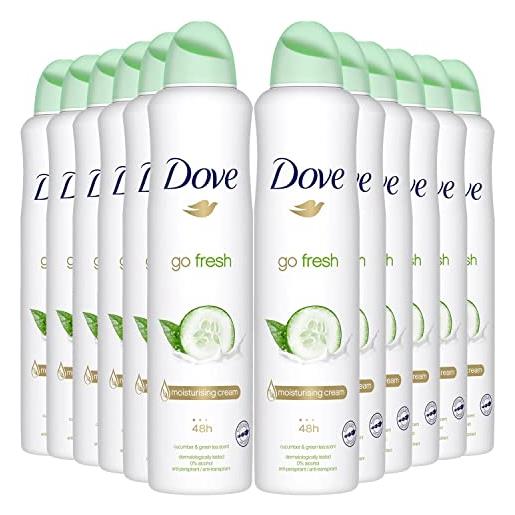 Dove go fresh maxi cetriolo verde tea deodorante, 250 ml, 48 ore, 12 pezzi