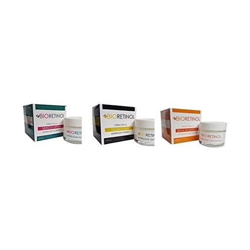 BIO RETINOL kit 3 creme antirughe bio-retinol: 1 crema siero di vipera + 1 crema veleno d'ape + 1 crema bava di lumaca