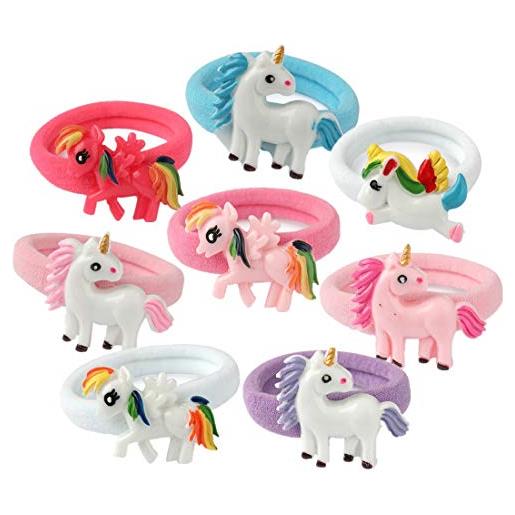 Gshy anello elastico per capelli unicorno per capelli unicorno in gomma materiale forte ed elastico per bambini ragazza 8 pezzi