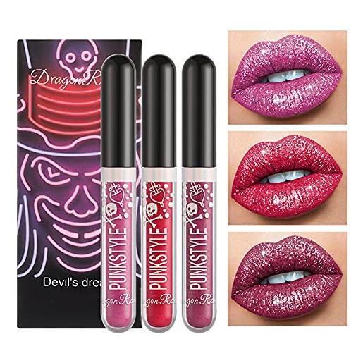 Set di matita e rossetto per labbra, colori professionali e di lunga  durata, impermeabili, con coperchio, per il make up : : Bellezza